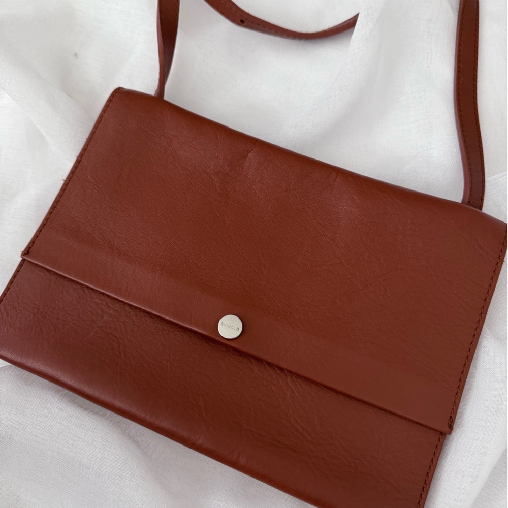 Shinola Detroit Accordian Bag Camel Brown